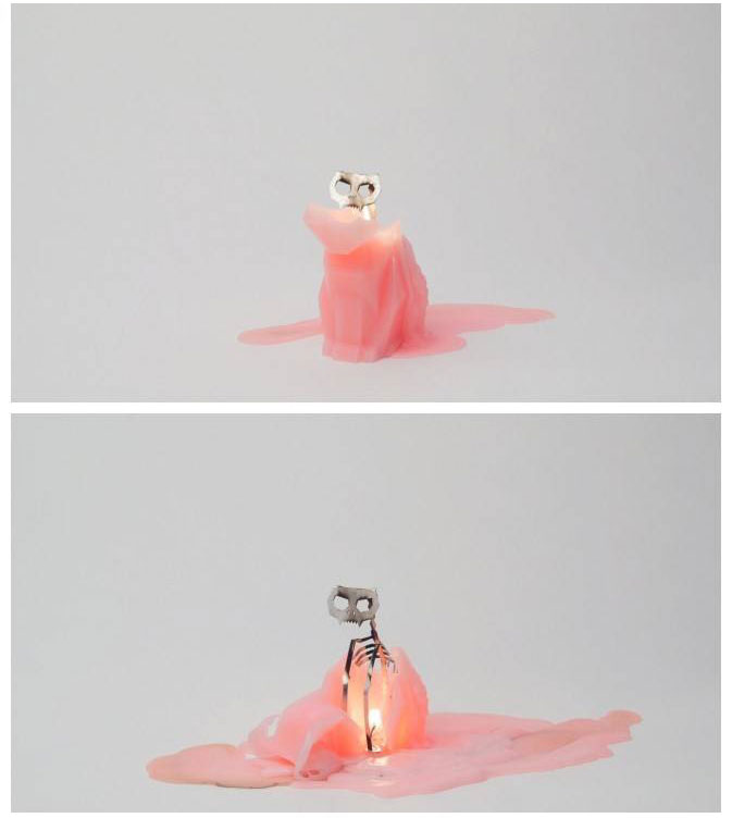 猫形状的蜡烛，这燃烧完的形状？