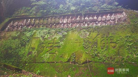 四川夹江庞坡洞一面山崖上，10颗明代摩崖造像佛头不翼而飞，佛像脖子处留着新鲜裂口。