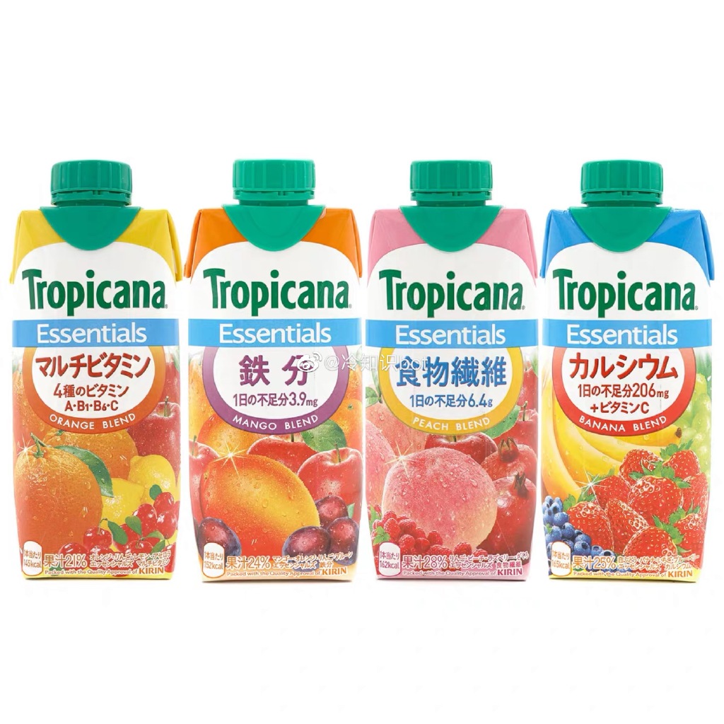 在日本，只有100%纯度的果汁，才可以在外包装纸表面印上水果切开的照片。