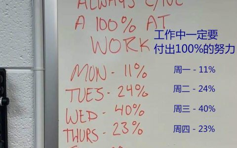 工作中一定要付出100%的努力。是我！