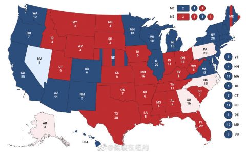 美国大选红的蓝分布图 并不能反映红蓝两派人群在美国真正的分布和力量对比