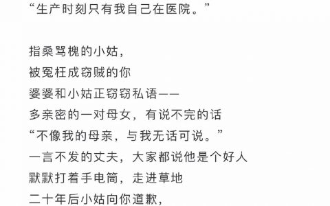 “二十年后小姑向你道歉，彼时她早已嫁做人妇，经历了与你相似的半生”悲剧不会止步于悲剧本身，而是蔓延、泛滥