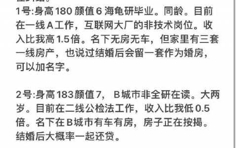 选1号男，还是2号男？希望大家给点建议 ​​​​