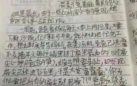 上海妈妈圈今天流传的一篇孩子作文