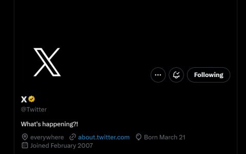Twitter官方账号已经更名为：X
