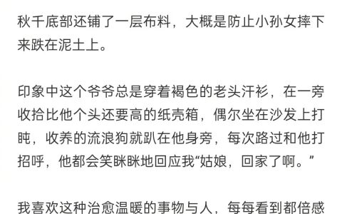 “卖废品的爷爷给孙女做了一个粉红秋千”