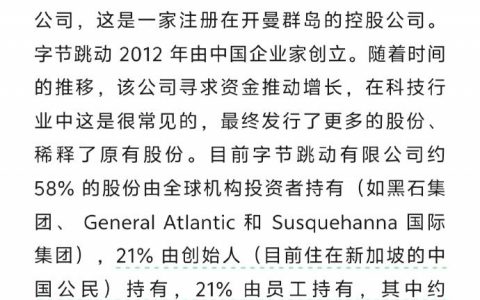 字节在给米法院的请愿书中披露的其股权结构。
