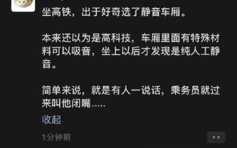 坐高铁好奇选了静音车厢 ​​​