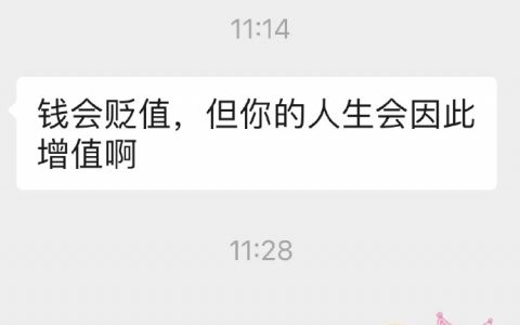“钱会贬值，但人生会因此增值啊！！”