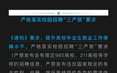 校园招聘严禁发布含有限定985高校、211高校等字样的招聘信息