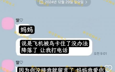 韩国坠机遇难者最后发出的短信